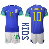 Brasilien Neymar Jr #10 Replika babykläder Bortaställ Barn VM 2022 Kortärmad (+ korta byxor)